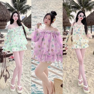 ĐẦM HOA BẸT VAI BO CHUN EO (KÈM VIDEO HÌNH THẬT)