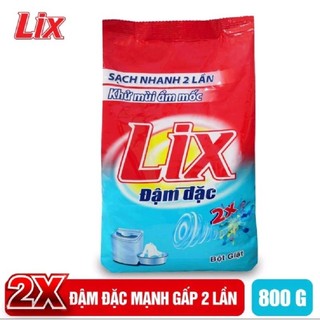 Bột Giặt Lix Extra đậm đặc khử mùi ẩm mốc túi 800g