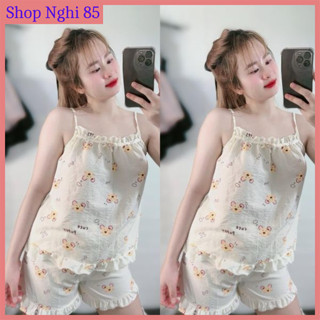 Set Đồ Mặc Ở Nhà, Bộ Đồ Ngủ Nữ 2 Dây Quần Đùi Đũi Xốp Mềm SHOP NGHI 85