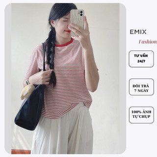 Áo thun kẻ cổ tròn EMIX Aophongke546/P13K20