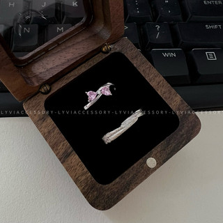 Nhẫn đôi nơ hồng Freesize