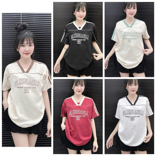   Áo thun chất cotton su form rộng tay lỡ - Cổ tim losanger