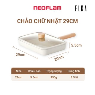 [Hàng chính hãng] Chảo chiên chữ nhật chống dính có vung Neoflam Fika 29cm. Made in Korea. Có sẵn