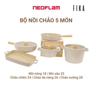 [Hàng chính hãng]  Bộ 5 nồi chảo chống dính, bếp từ Fika Neoflam - Hàn Quốc (03 phương án lựa chọn)