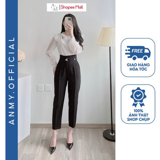 Quần tây nữ lưng cao AMY dáng baggy cạp cao siêu tôn dáng ống đứng chuẩn đẹp có khóa trước Q500