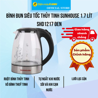 Bình đun siêu tốc thủy tinh Sunhouse 1.7 lít SHD1217 Đen