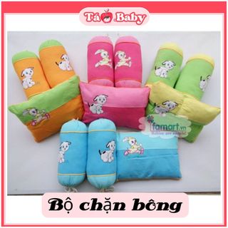 Bộ gối chẹn nhiều màu ruột bông, kèm gối hình thêu an toàn cho bé sơ sinh GOICHEN04 Táo Baby