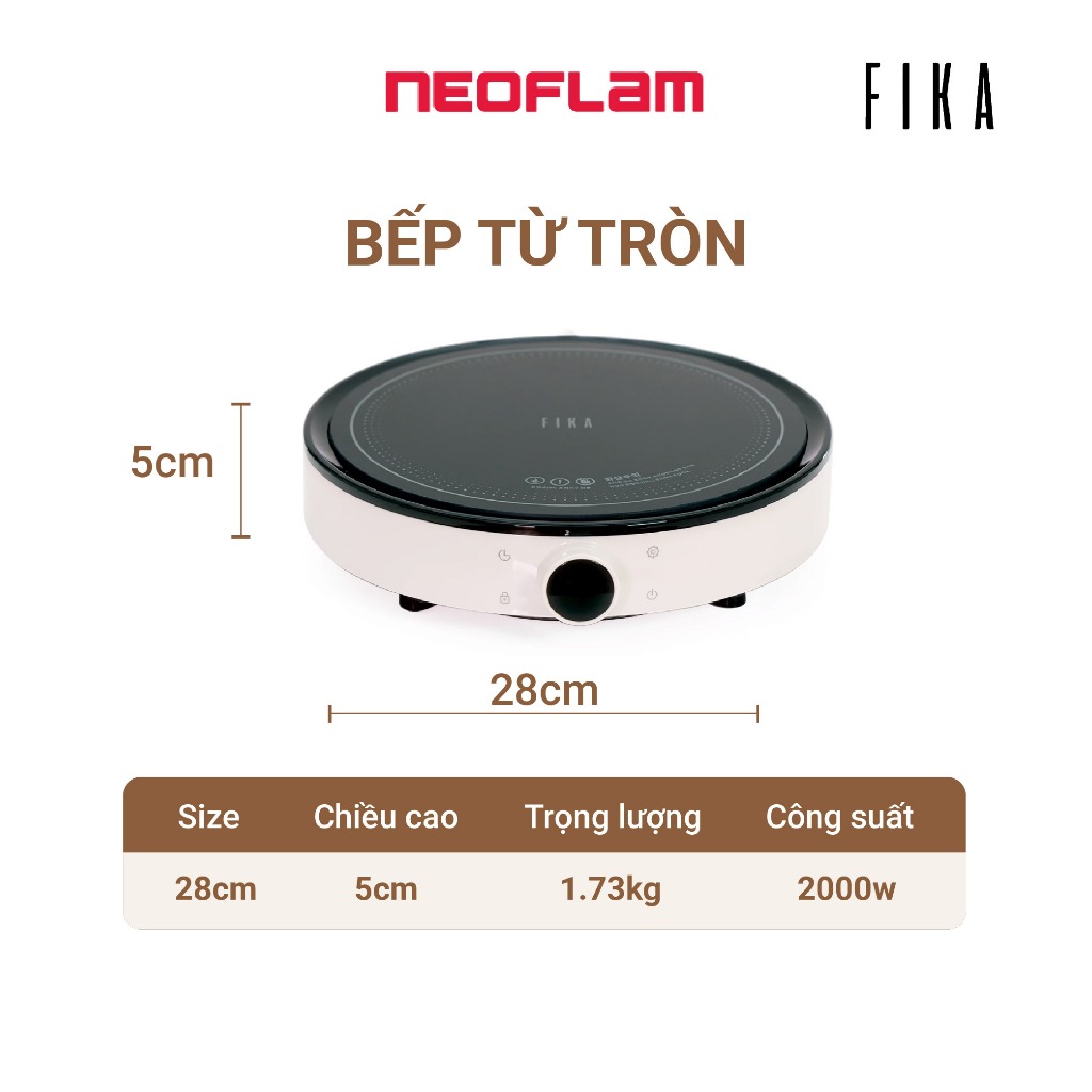 [Hàng chính hãng] Bếp từ đơn Neoflam Fika Hàn Quốc, nồi Fika đúc nguyên khối, Dùng nấu ăn hàng ngày