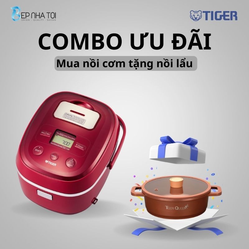 COMBO TIGER ƯU ĐÃI : Mua nồi cơm điện JBX-A10W tặng nồi lẩu Tiger Queen CWCB-24CL