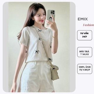 Áo thun đính nơ vải tăm lạnh EMIX Ao1200/P6K3
