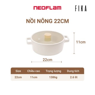 [Hàng chính hãng] Nồi nông chống dính bếp từ Neoflam Fika 22 cm, 2.6l. Made in Korea. Hàng Có sẵn