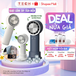 Quạt Cầm Tay Mini GODWELL Tích Điện 3 Tốc Độ Gió Có Chế Độ Nén Lạnh Nhỏ Gọn Có Giá Đỡ, Quạt Làm Mát Cực Nhanh
