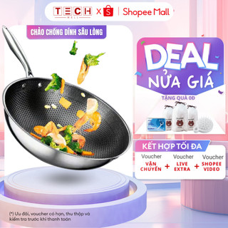 Chảo Chống Dính Sâu Lòng Vân Đá Tổ Ong GODWELL Dùng Được Cho Mọi Loại Bếp Chất Liệu Inox 3 Lớp Cao Cấp chính hãng