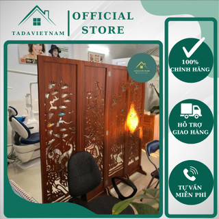 Vách bình phong ngăn phòng họa tiết Tùng Cúc Trúc Mai gỗ MDF thương hiệu TADA