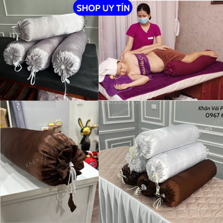 Gối kê chân spa, gối ôm spa lụa cao cấp dài 70cm