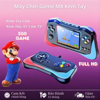Máy chơi game cầm tay Sup M8 Plus tặng kèm tay cầm chơi game 2 người chơi, có sẵn 500 game kèm dây AV kết nối Tivi