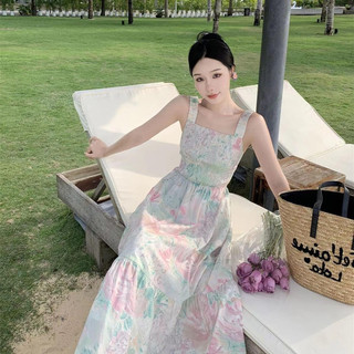 Đầm Váy hoa 2 dây maxi dáng dài thời trang váy đi biển đi chơi váy hoa nhí Váy du lịch