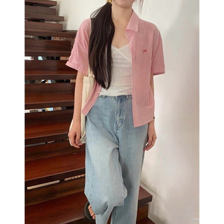 Sơ Mi Kẻ Cộc Thêu Nơ 24509
