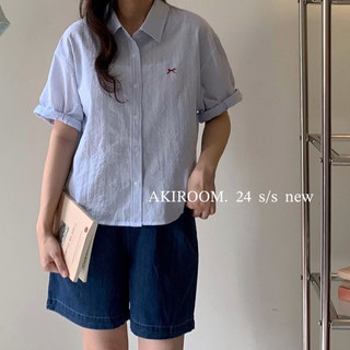 Sơ Mi Kẻ Cộc Thêu Nơ 24509