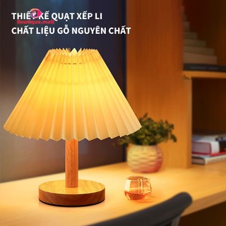 Đèn ngủ để bàn boutique đèn để bàn thân gỗ đèn led phong cách vintage ánh sáng dịu