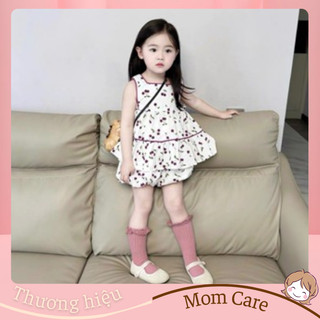 TT427 Bộ áo sát nách họa tiết cherry và quần bí cho bé