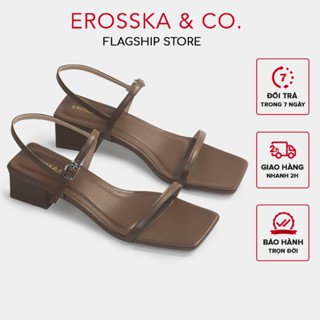 Erosska - Giày sandal cao gót nữ hở mũi quai mảnh gót vuông màu nâu cao 4cm - EM079