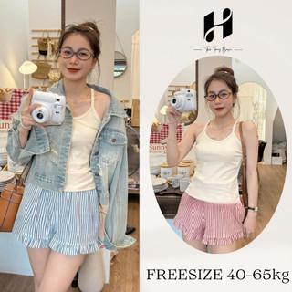 Quần Đùi Nữ Xòe FreeSize Kẻ Sọc Chất Thô Mát Mẻ, Quần Short Bèo Có Túi Ở Nhà Đi Chơi Đi Biển Thời Trang H-Store 