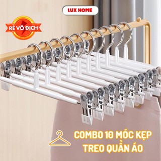 Combo 10 móc kẹp quần áo LUXHOME chất liệu thép không gỉ chống trơn trượt,  móc kẹp quần, tất vớ