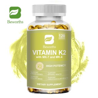 BEWORTHS Viên nang Vitamin K2 với MK-7 và MK-4 để hỗ trợ Xương & Động mạch khỏe mạnh Não khỏe mạnh Sức khỏe tim mạch