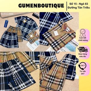 Bộ Quần Áo Nam BBR Thêu Logo Ngực Phối Kẻ Đứng Cực Xịn - Bộ Cộc Tay Nam BBR Kẻ Hai Màu Đơn Giản Hot
