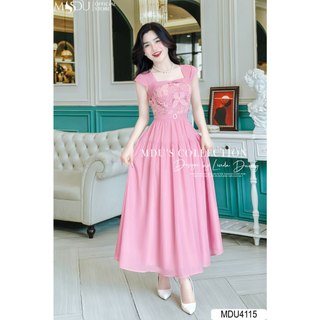 Váy Tiểu Thư K31-D1-1 MDU4115 Chất Ren Phối Tơ Óng Hàn Mềm Mại, Dáng Váy Xòe Nhẹ Thanh Lịch Từ MDU