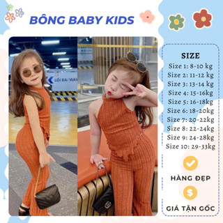  Set 5 màu set bộ áo yếm quần ống loe chất len tăm co dãn cho bé gái từ 8-35kg quần áo trẻ em sành điệu 