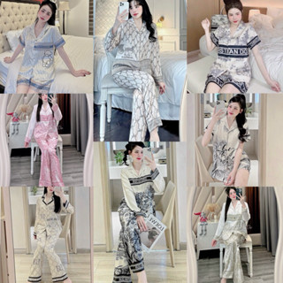 Bộ Mặc Nhà Lụa Xước Ánh Kim Thiết Kế 5D Công Nghệ VẢI ĐẸP Mới Tay Dài