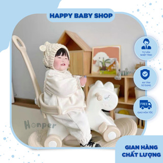 Ngựa bập bênh cho bé 4in1, 3 chức năng :bập bênh - chòi chân - xe đẩy - ván thăng bằng,Màu sắc : Ghi, Xanh, Be, Hồng.