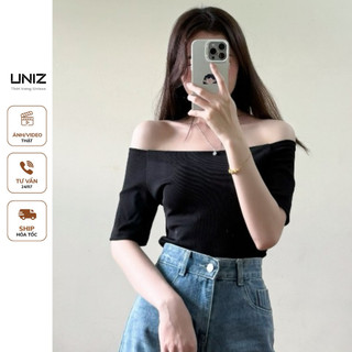 Áo trễ vai chất thun zip co giãn UNIZ Aotrevai211/p7k2