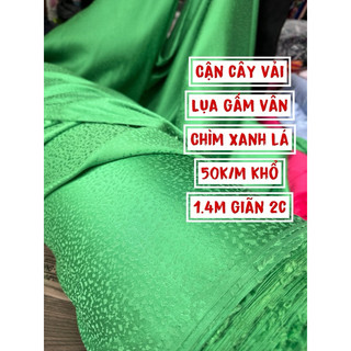 Vải Lụa Gấm gió hoa chìm xanh lá