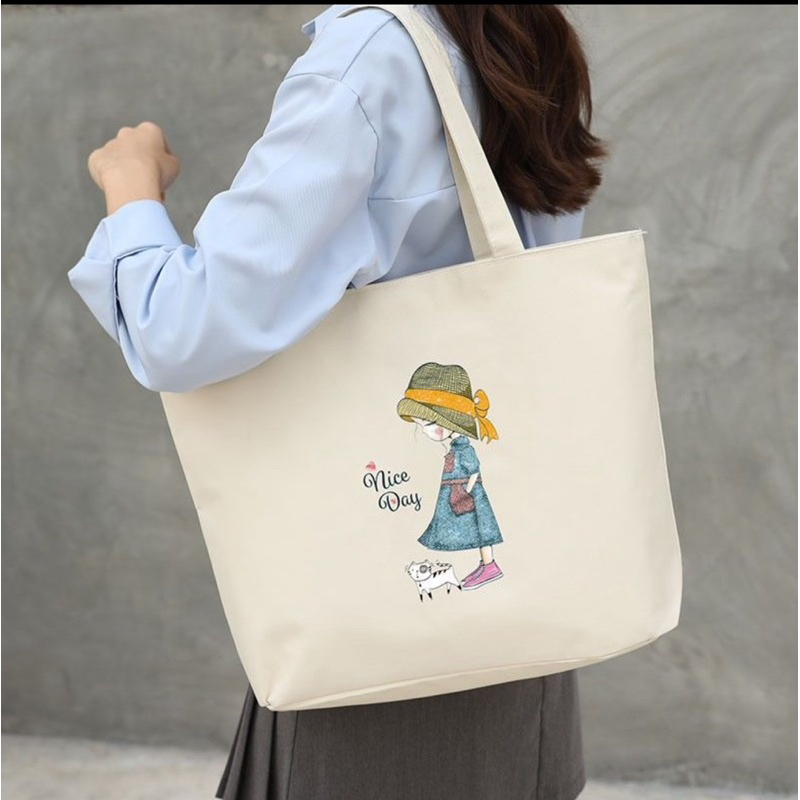 (LC100) Túi Xách Nữ Vải canvas Cỡ Lớn Thời Trang Mới
