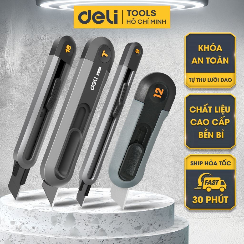 Bộ Dao Rọc Giấy Chính Hãng DELI - Thiết Kế Tinh Tế Chất Liệu Cao Cấp Bền Bỉ