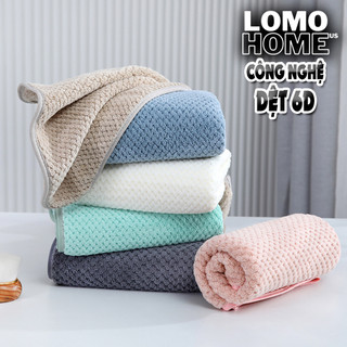 Khăn lau mặt, gội đầu, tắm LOMO chất liệu lông cừu san hô siêu mềm mại, thấm hút, size 35*75 cm có móc treo tiện dụng
