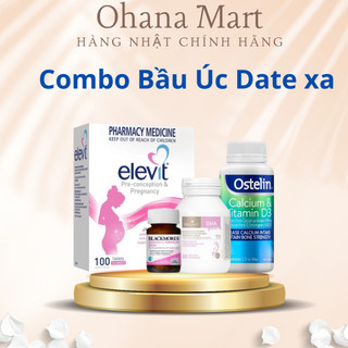 Combo bà bầu: elevit bầu, dha bioisland 60 viên, canxi 130 viên, sắt blackmores 30 viên - nội địa úc