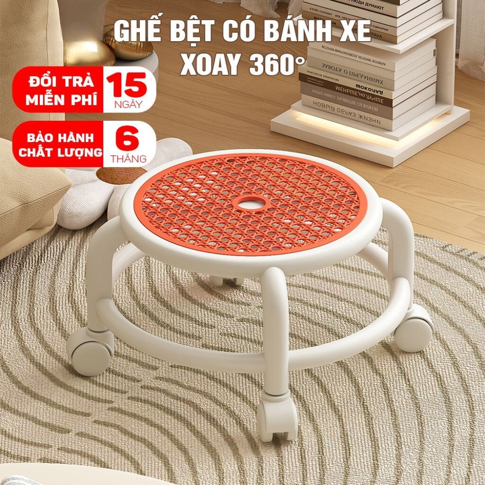 Ghế bệt ngồi có bánh xe đa năng xoay 360 độ, ghế tròn xoay bệt ngồi đóng hàng chắc chắn BX68