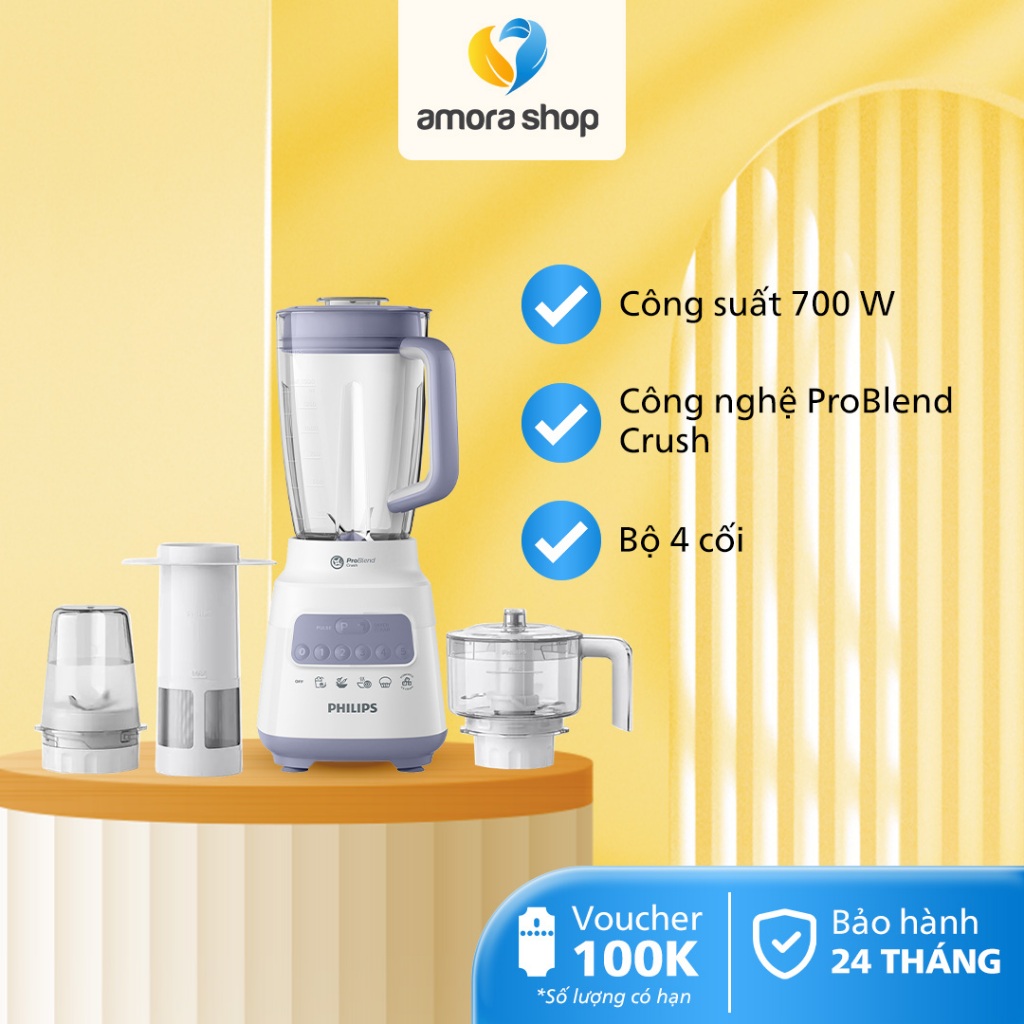 Máy Xay Sinh Tố Đa Năng PHILIPS HR2223/00, Nhiều Phụ Kiện Xay, Công Suất 700 W, Bảo Hành 24 Tháng | BigBuy360 - bigbuy360.vn