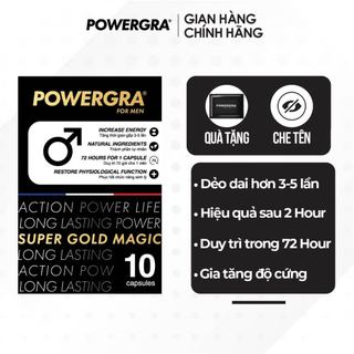 Viên uống hỗ trợ nam giới Powergra For Men (Super Gold Magic) - Hộp 10 viên kèm quà tặng