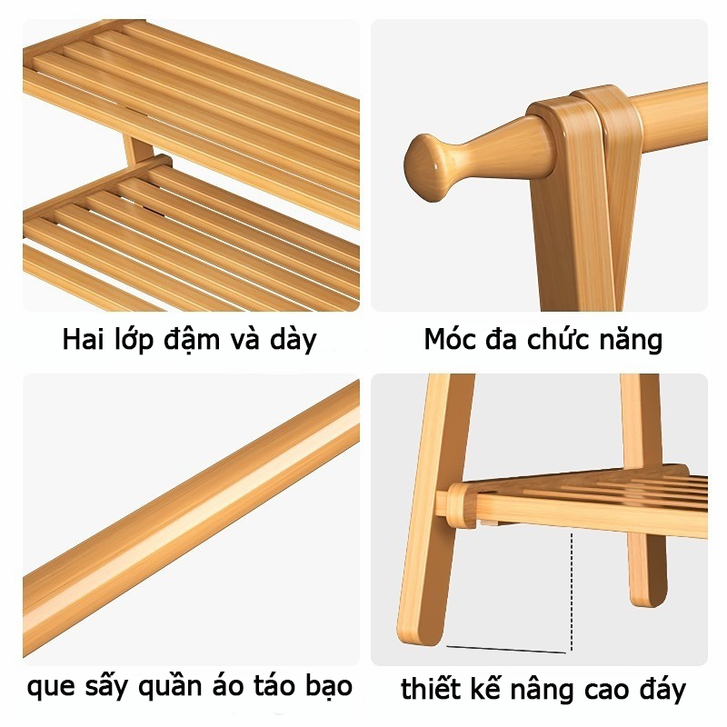 ALVIN Kệ Treo Quần Áo Có thể gập lại chất liệu gỗ thông cao cấp chắc chắn chống mối mọt | BigBuy360 - bigbuy360.vn