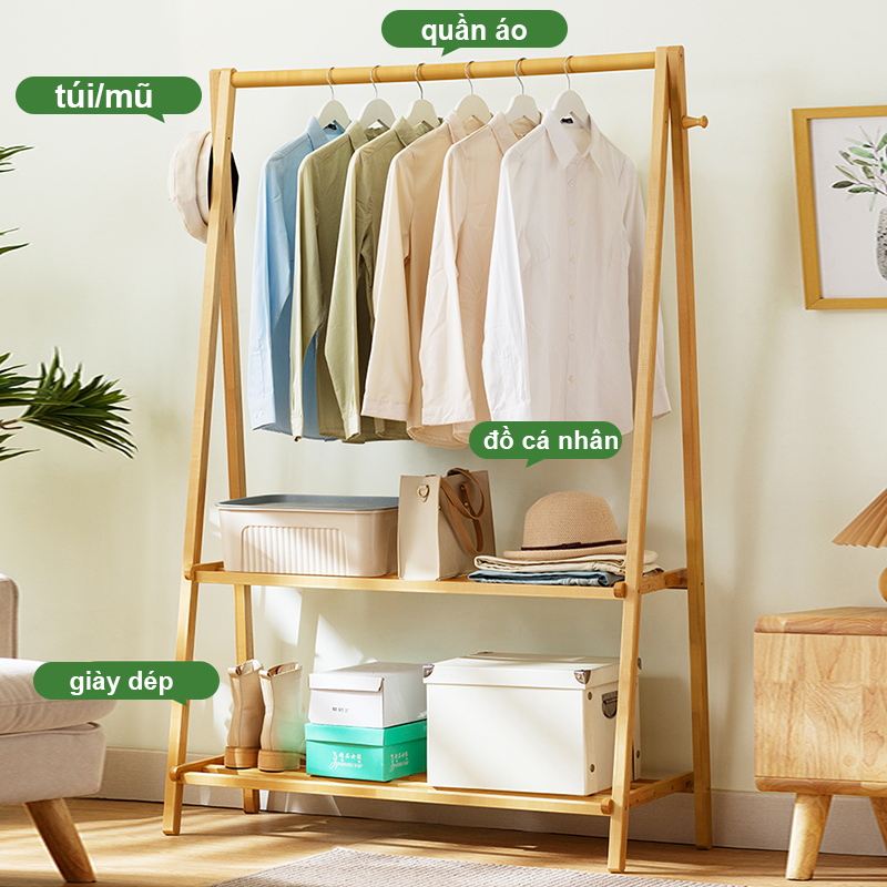 ALVIN Kệ Treo Quần Áo Có thể gập lại chất liệu gỗ thông cao cấp chắc chắn chống mối mọt | BigBuy360 - bigbuy360.vn