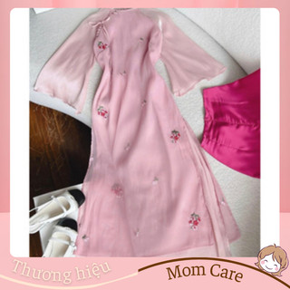 TT345 Momcare bộ áo dài thiết kế tơ thêu cho mẹ và bé - MOMCARE