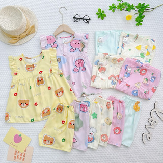 NT321 (13-19kg) Bộ lanh sát nách dáng cánh tiên có cúc mở tiện lợi cho bé gái size nhỡ, bộ tole bé gái