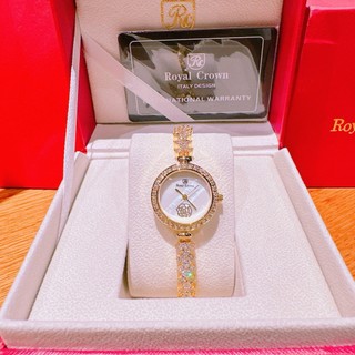  Đồng hồ nữ Royal Crown 9207 Dây Kim Loại Gold Size 30mm Full Box Authentic luxury diamond watch 