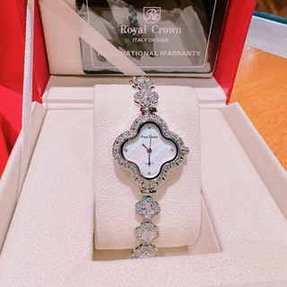 Đồng hồ nữ Royal Crown 9247 Dây Kim Loại Sliver, Size 32mm, Full Box, Authentic, luxury diamond watch