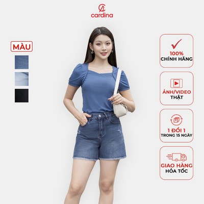 Quần short nữ CARDINA chất liệu jeans form suông trendy kiểu dáng trẻ trung năng động 4QJS06